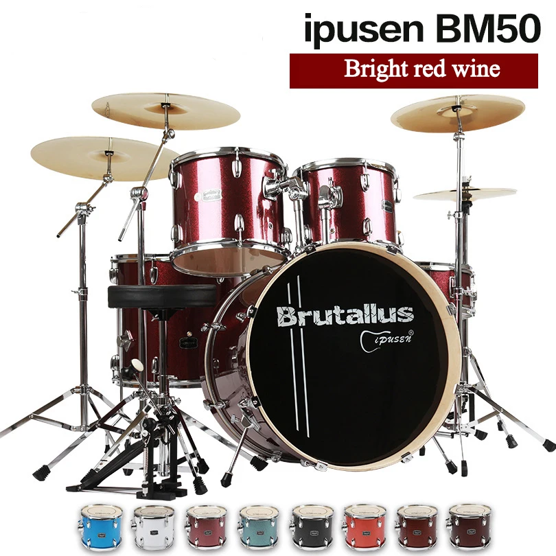 Ipusen multiple colour 400mm adult children Drum Five Drum four Cymbals beginners introduction practice professional performance