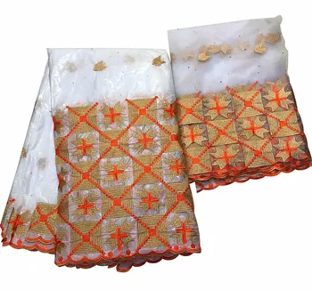 

Guinea brocade fabric white lace for women high quality india bazin riche lace brocade with stones jacquard fabric 5+2yards/lot