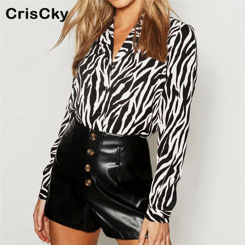 

CRISCKY New Summer Casual Ladies Shirts And Blouses Women V Neck Long Sleeve Loose Print Shirt Lady Blouse Et Chemisier Femme