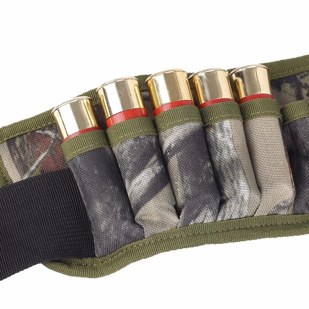 Tactical 600D 28 Round Shotgun Shell Bandolier Belt Holder Outdoor Airsoft Hunting Waist Cartridge Ammo Pouch with Zipper Pocket