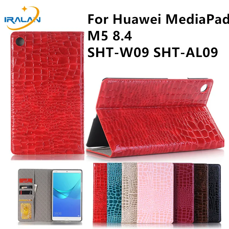 

Crocodile PU Leather Case for Huawei Mediapad M5 8.4 SHT-W09 SHT-AL09 Flip Magnet Stand Smart Tablet Cover Shell+film+stylus pen