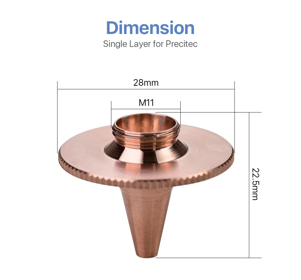 Cloudray Precitec D Тип лазерное сопло однослойный диаметр. 28 мм Калибр 1,5/2,0 для Precitec волоконно-лазерной режущей головки