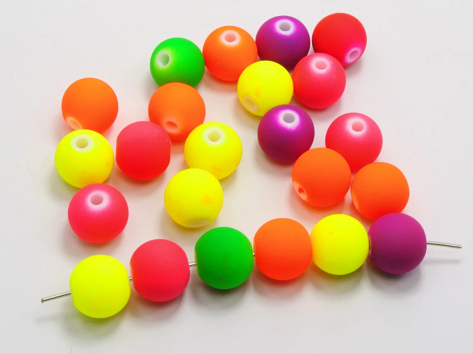 50 Mixed Matte Fluorescent Neon Beads Acrylic Round Beads 14mm(0.55