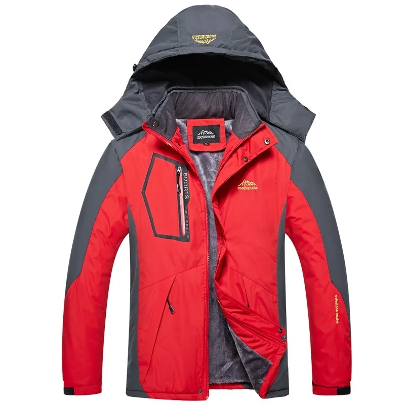 Best  Winter Men Outdoor Jacket Waterproof Warm Coats Male Casual Thicken Velvet Jacket Plus Size Mens Ou