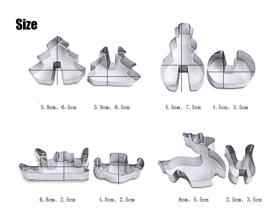 8 шт./компл. нержавеющая сталь 3D формочка для рождественского печенья торт ребенок Cookie плесень Бисквит Фондант Резак для DIY выпечки украшения инструмент
