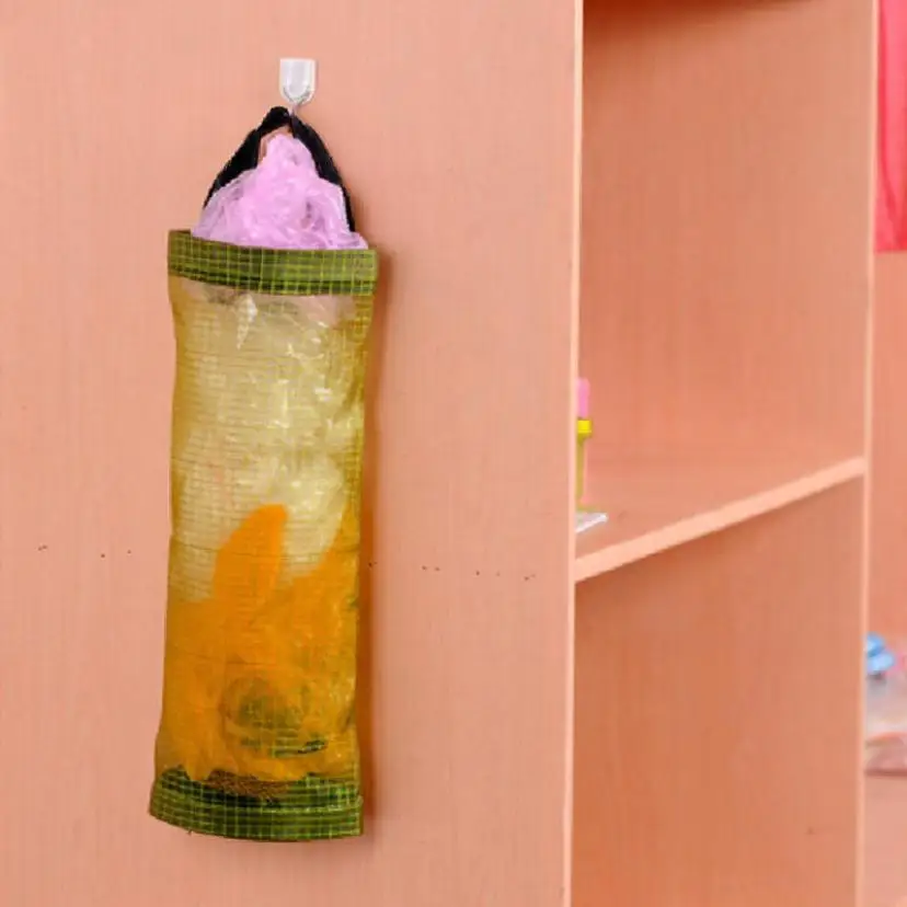 Hot Sale Wall Hanging Storage Pockets Bag Home Grocery Bag Holder Wall Mount Storage Dispenser ...