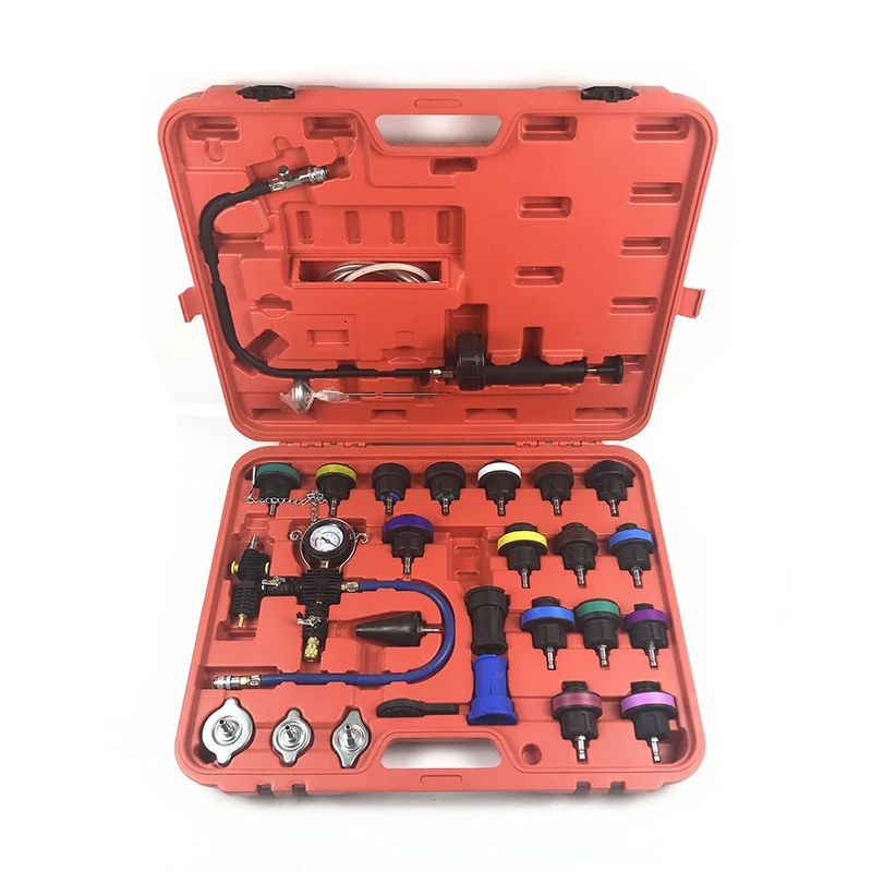 

28pcs Universal Radiator Pressure Tester Cooling System Tester Vacuum Type Water Tank Leakage Tester Detector Set Testeur