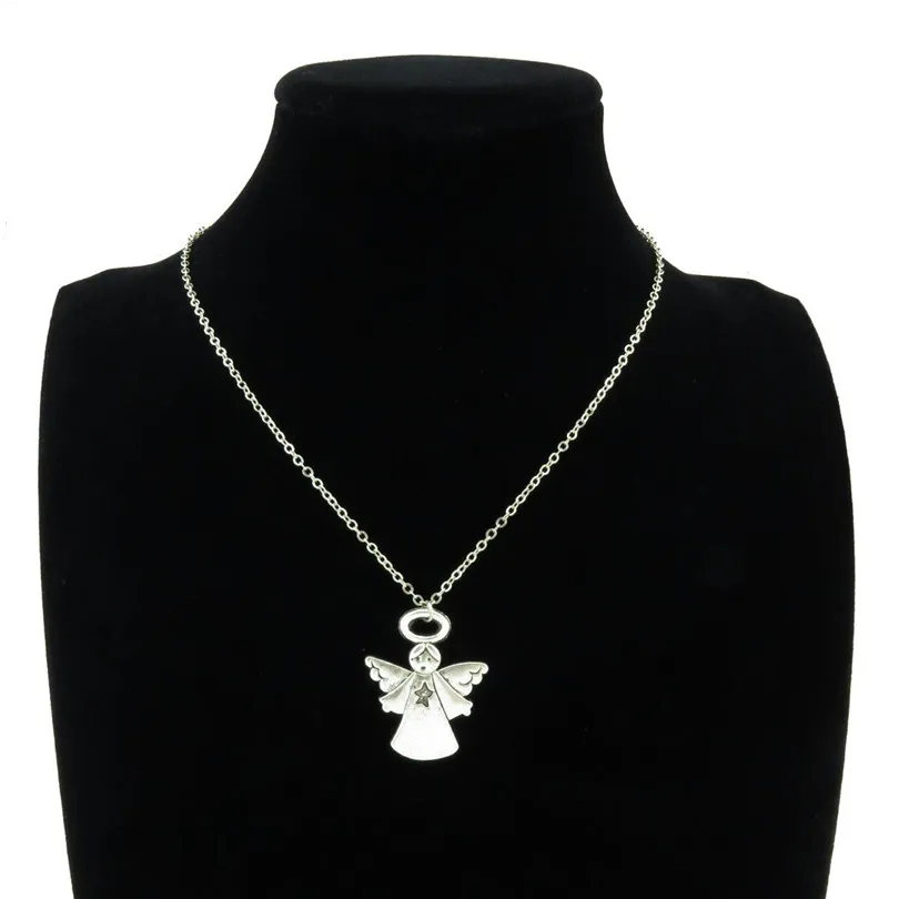 Free shipping Silver Alloy Charm Princess Angle Pendant Short Chain