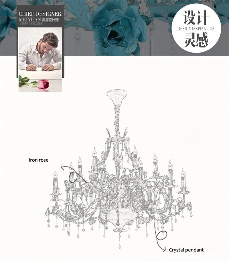 Luxury crystal blue pendant light (9)