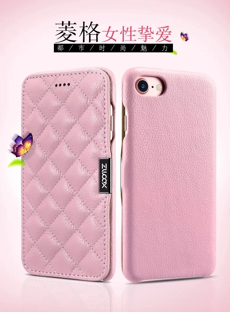 Xoomz Top Genuine Leather Case For Iphone 7 7 Plus Iphone 8 Plus Grid Check Magnetic Folio Case For Iphone 7plus Women Girls Case For Iphone Leather Casecase Plus Aliexpress