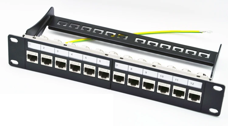 10 дюймов 12 портов патч панель Cat6a загруженный Keystone Jack и кабельная управления|cable