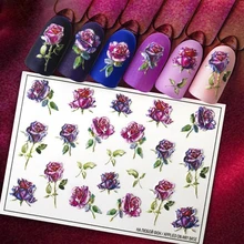 3D наклейки для ногтей, натуральный цветок/Роза, наклейка с цветком для ногтей, водные наклейки для ногтей, модный дизайн, слайдер для ногтей#3D0026