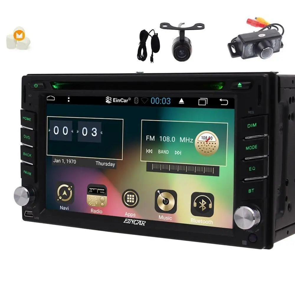 Top Android6.0 Stereo 2din GPS Navigator Capacitive screen Car DVD Player FM/RDS Autoradio SWC USB/SD Headunit+Front & Backup Camera 0