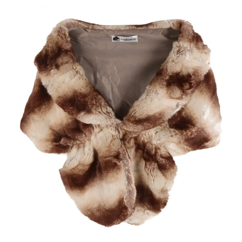 Women Faux Rabbit Fur Coats Jackets Noble Bridal Wedding Faux Fur Long Shawl Stole Wrap Shrug Scarf Coats