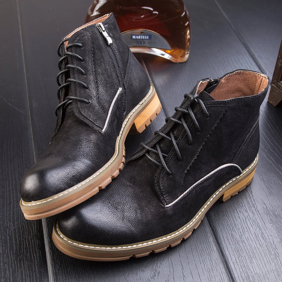

British middle help Martin boots spring and summer high men's boots Korean leather casual retro military boots