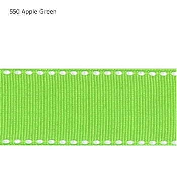 

7/8" inch 22mm White cross stitch Apple Green ribbon