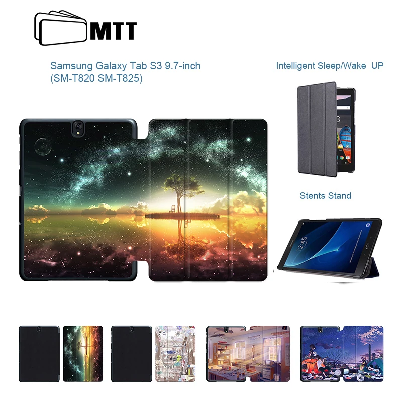 

New High Quality Flip PU Print Anime Sky Case For Samsung Galaxy TAB S3 9.7 SM-T820 T825 Leather Stand Tablet Protective Cover