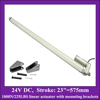 

Electric linear actuator with mounting brackets, 23inch/ 575mm stroke 24v linear actuator with max load 1000N/225LBS/100KGS