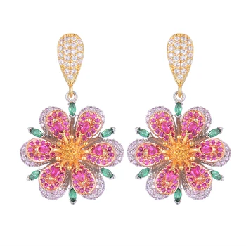 

GODKI 37mm Luxury Flower Blossom Cluster Fashion Cubic Zirconia American Wedding Party Earring High End Jewelry for Women