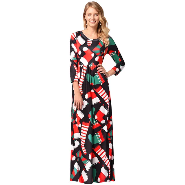 Female Santa Claus Dress Maxi Women Dresses For New Year Marry