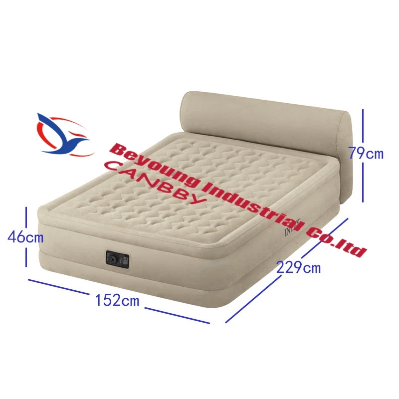 Intex Queen Ultra Plush Fiber-Tech Airbed Air Mattress Bed with Built-In Pump