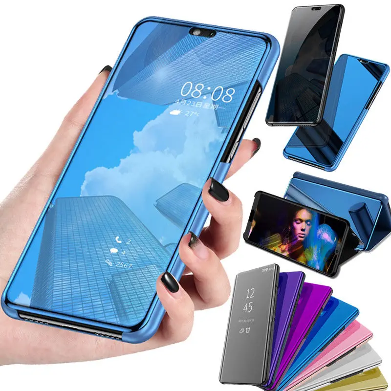 Зеркальный умный чехол для Huawei Y7 Prime 2018 Honor 7C Pro из искусственной кожи с откидной