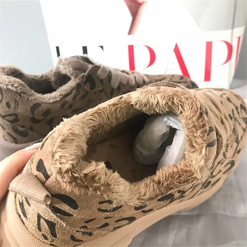 Leopard Female Flat Platform Shoes INS Hot Cow Suede Women Sneakers Lace Up Plush Women Sports Creeper Korean Lady Harajuku Shoe (8)