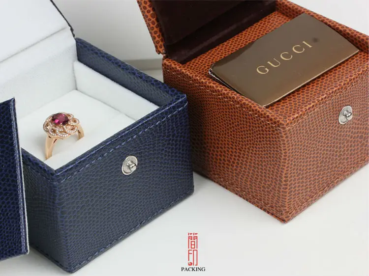 Синий и оранжевый цвет кольца и серьги коробки с пряжкой или замок ювелирные изделия упаковка для демонстрации коробки