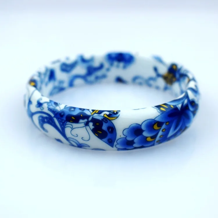 Китайский стиль ручной работы Керамические синие и белые пастельные очаровательные браслеты для женщин Этнические Ретро браслеты ювелирных изделий