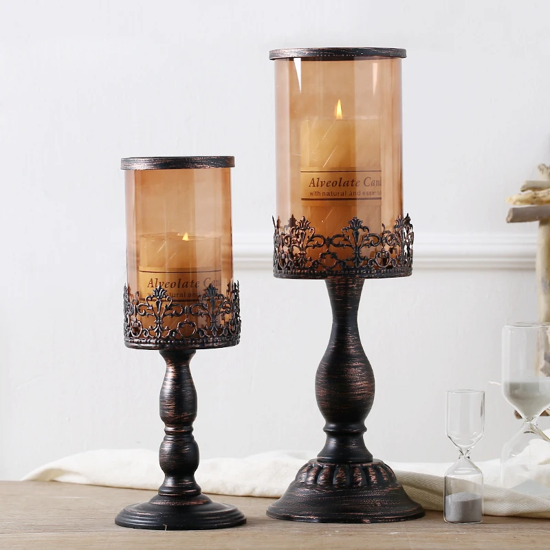 creative American rustic retro candlestick home decor handicraft