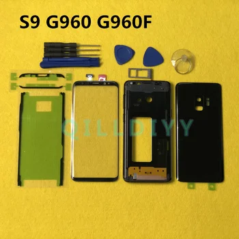 

Full Housing Case For Samsung Galaxy S9 G960 G960F LCD panel Middle Frame Battery door Cover + Front Glass Lens + tools