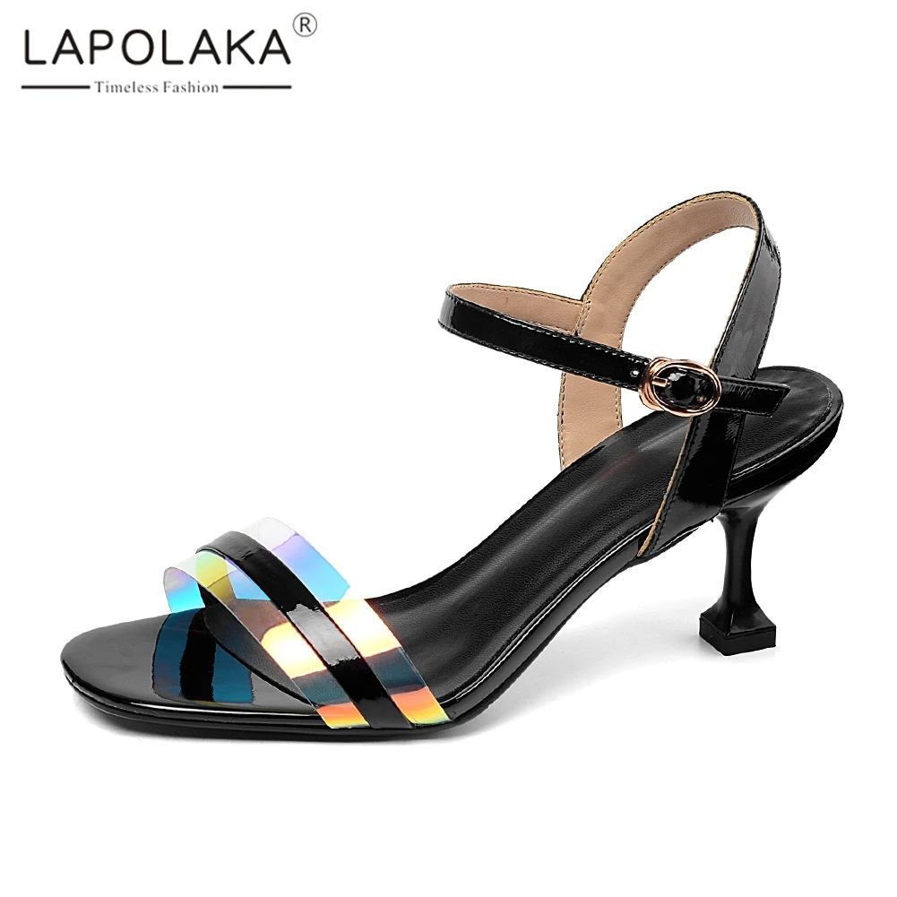 

Lapolaka 2019 Fashion Genuine Leather Shoes Sandals Women Summer Mixed Colors Sandals Women High Heels Shoes Woman Size 33-40