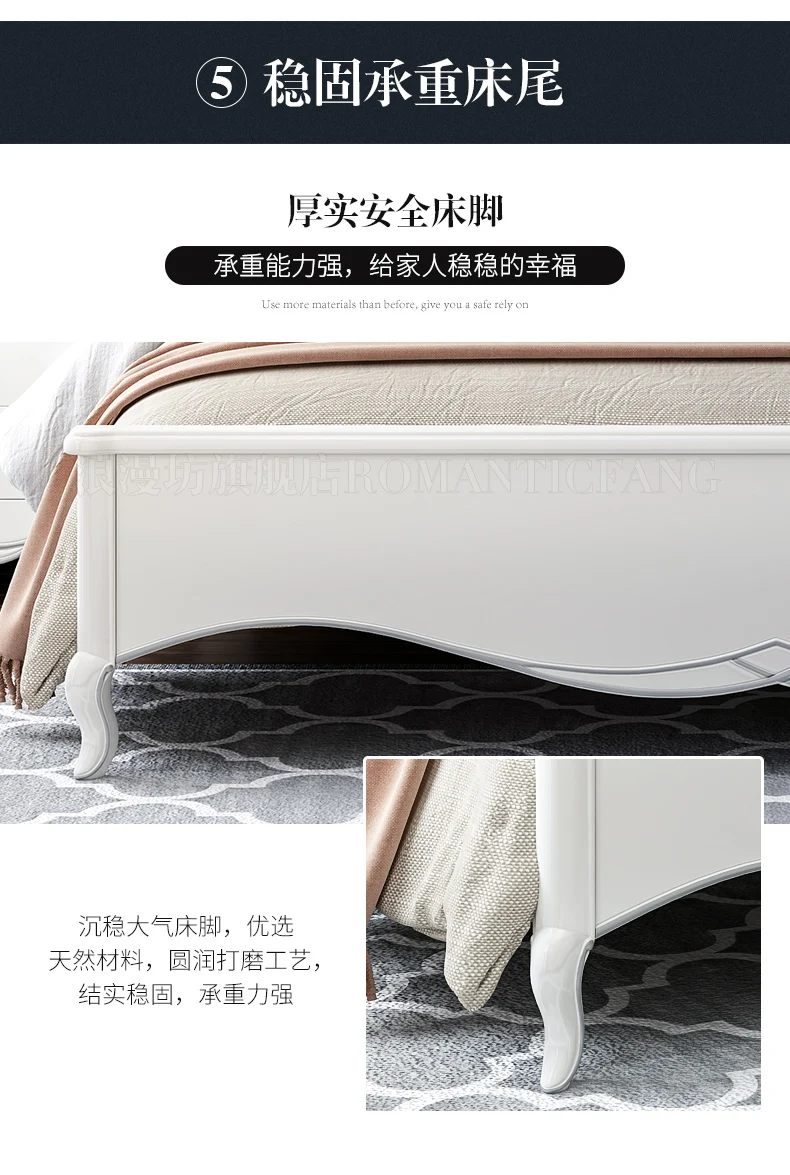 Simple European light luxury style genuine leather bed bedroom furniture