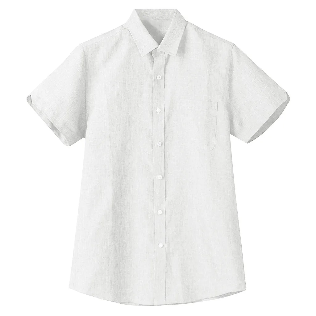 Men Cotton Linen Shirts Solid Casual Streetwear Short Sleeve Shirt Male Shirt Camisas Hombre Chemise Men's Shirts Top Clothes