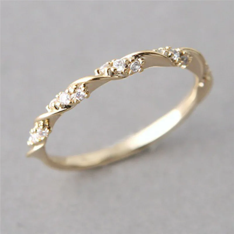 Модные кольца для Для женщин AAA циркон розовое Золотой и серебристый цвета/Золотая свадебная АРКА со Обручение кольцо Ювелирное Украшение для пары любит полосы Z2