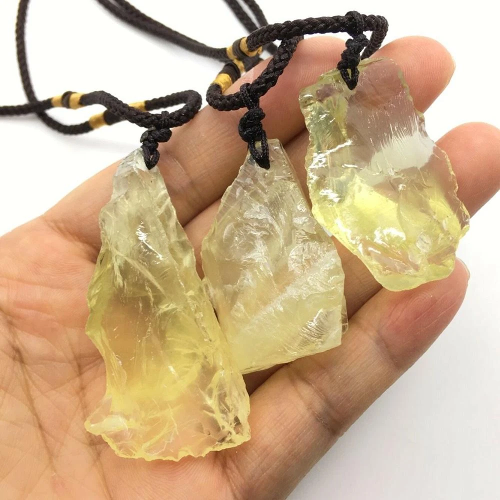 Natural Yellow Crystal Quartz Citrine Raw Semi Precious Stone Pendant Necklace 2pc Stones Aliexpress