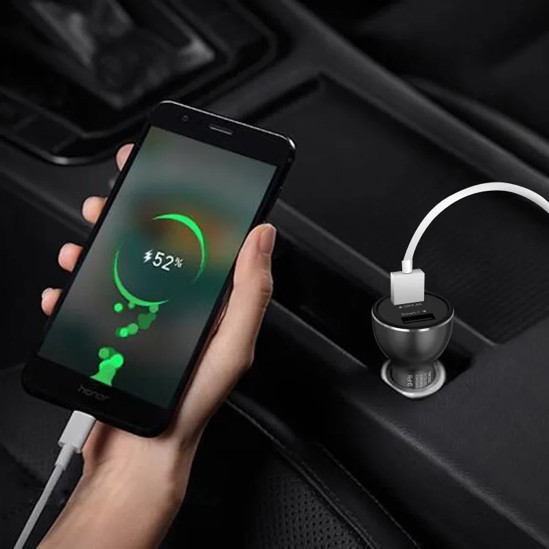 Mini Dual USB Car Charger For Mobile Phone ABS Fireproof Auto Quick