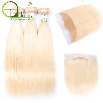 

Sterly Hair Blonde Bundles With Frontal Closure Straight Peruvian Human Hair Bundles With Closure 613 Bundles With Frontal