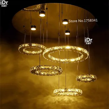 

Creative personality round restaurant chandelier penthouse floor living room with three new large crystal lamp
