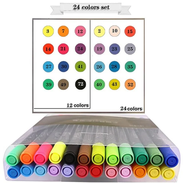 80 цветов, художественные маркеры, акварельные кисти, набор ручек, двойная головка, профессиональные маркеры для эскизов, кисть для рисования, дизайнерские товары для рукоделия - Цвет: 24 Colors Set