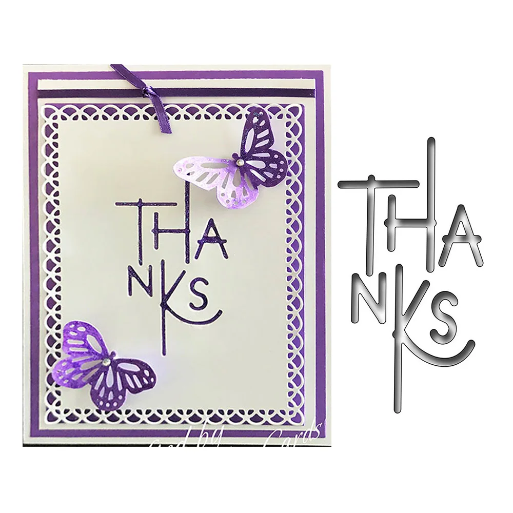 

Hemere Thanks Alphabet Frame Metal Cutting Dies for DIY Scrapbooking album Decor Embossing Hand-on Cut Die Paper Festival Cards