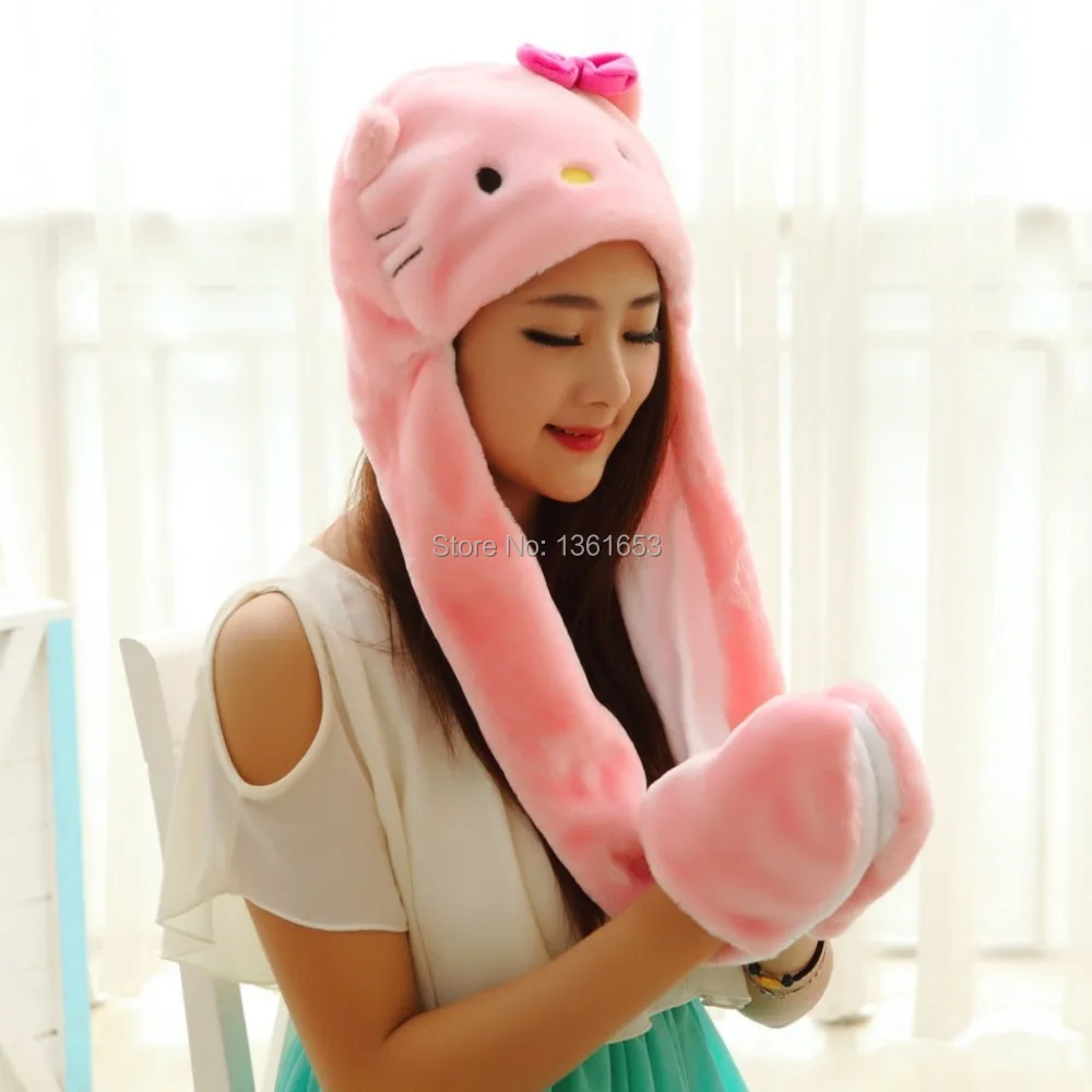 

Winter hat hello kitty pink hat animal plush hat Cosplay costumes Halloween Christmas gift Warmth hat