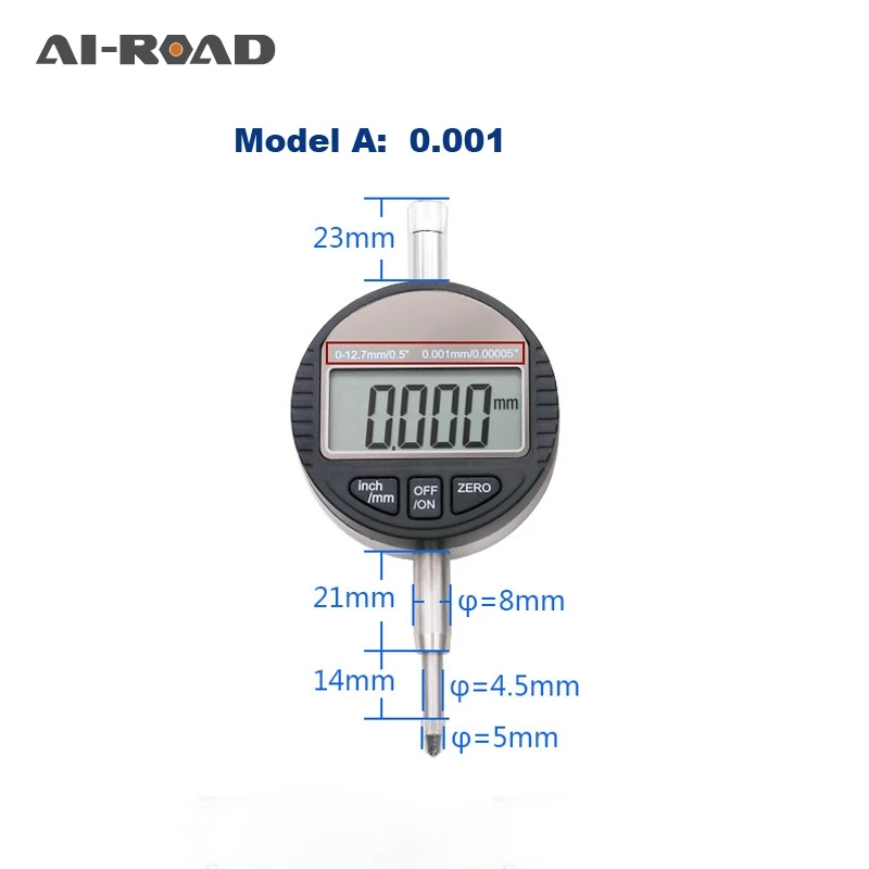 0-12,7 мм Электронный микрометр 0,01 мм и 0,001 цифровой микрометр циферблат индикатор глубина измерительные инструменты - Цвет: Model A0.001