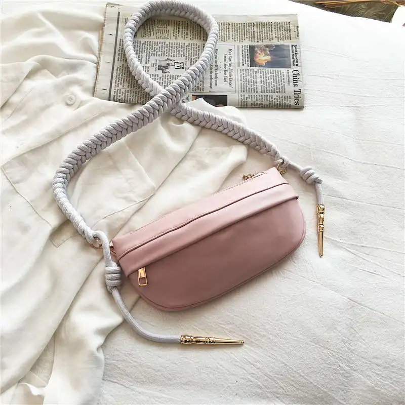 Повседневная поясная сумка для женщин из искусственной кожи поясная Сумка пояс мешок телефонные чехлы повседневное Ч - Цвет: Розовый