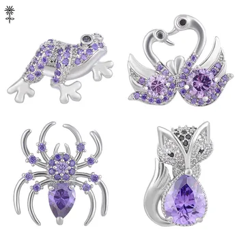 

Wholesale Ginger Snap CZ Stone Bling 18mm 4 Colors Copper Material Animal Charms Jewelry Popper Snap Interchangeable 10pcs/lot