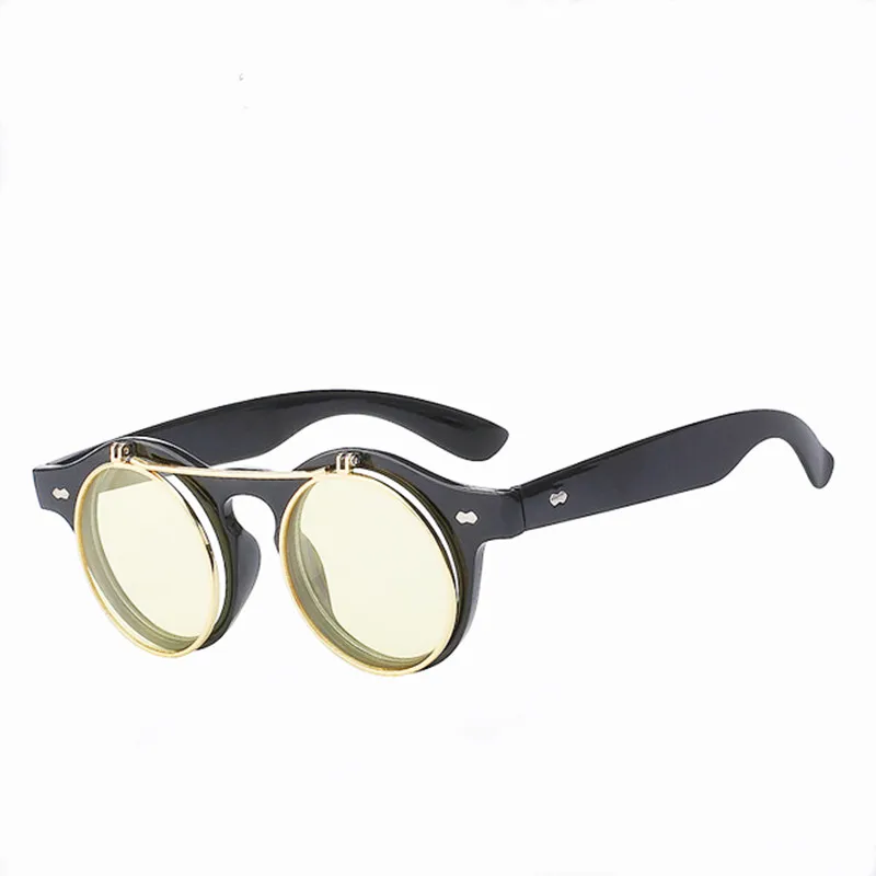 LONSY, винтажные круглые пластиковые солнцезащитные очки, женские, в стиле панк, солнцезащитные очки, женские, модные, двойные линзы, Gafas De Sol Lunette de velo LS0002K