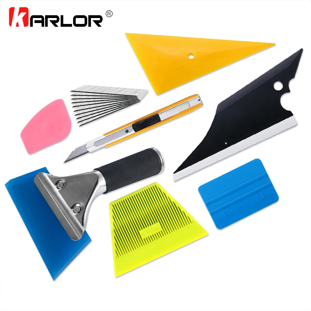 

8pcs/set Auto Car Squeegee Scraper Vinyl Film Sticker Wrapping Installation Tools Vinyl Cutter With 10pcs Knives Car Accessories