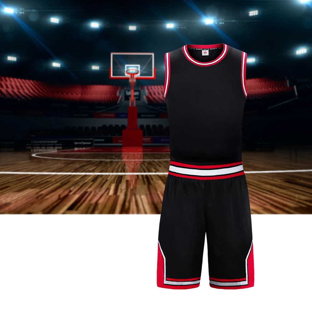 SANHENG Men's Basketball Jersey Shorts Competition Uniforms Suits Breathable Sports Clothes Sets