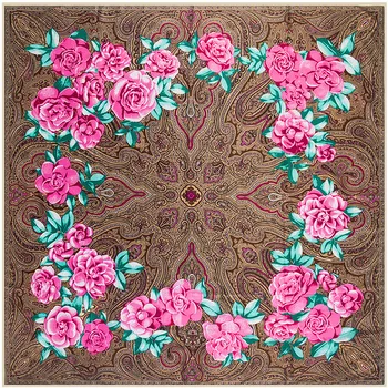 

2020 New Brand Woman Paisley Shawl 100% Twill Silk Scarf 130cm Square Scarf Print Bandana Woman Headband Hijab Scarves & Wraps