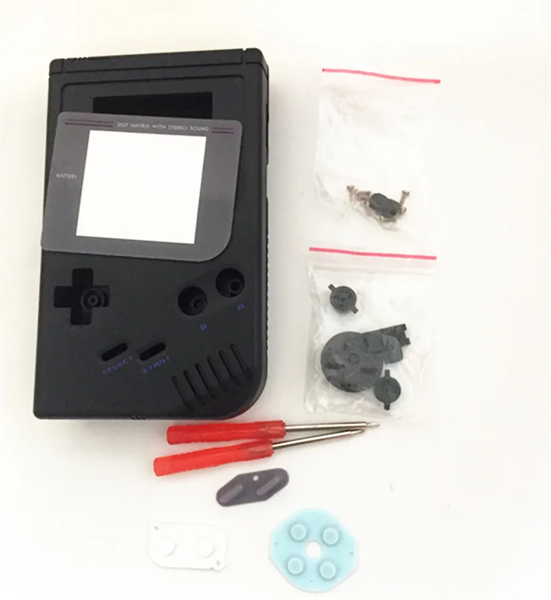 Black Full Set classic Housing Shell Case Cover Repairt For Gameboy GB Console Game Boy for GBO DMG GBP W/ Buttons Screw Driver